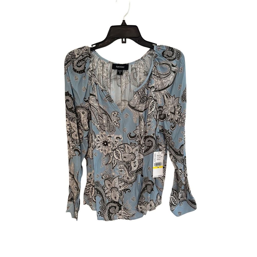 Karen Kane Paisley V Neck Peasant Top